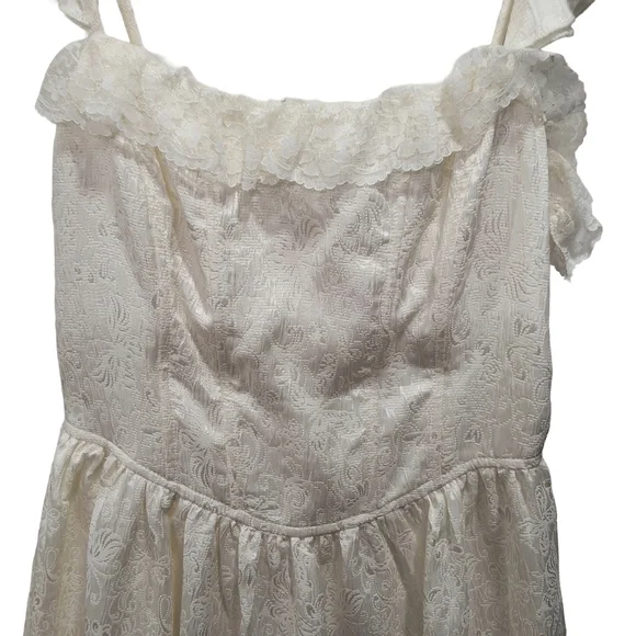 Lulus~Women Jaquared Ivory Corset Ruffle Prairie Dress~Cottagecore Lace~Bridal~S - Picture 4 of 11